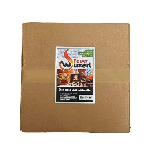 Feuerwuzerl® aus Bayern - Holzwolleanzünder, Kaminanzünder, Grillanzünder, Ofenanzünder - CO2 neutral produziert - 100% ökologisch - geschlagen und verarbeitet in Bayern (Gewicht: 5 kg-ca. 400 St.) von Feuerwuzerl