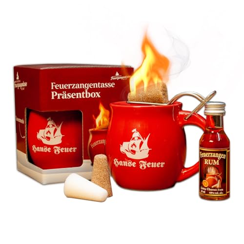 Feuerzangentasse 1er-Set, mit Rum, Rot/Hanse Feuer - für Feuerzangenbowle von Feuerzangentasse