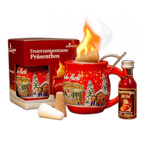 Feuerzangentasse 1er-Set, mit Rum, Rot/Historischer Markt - für Feuerzangenbowle von Feuerzangentasse