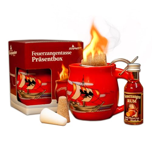 Feuerzangentasse 1er-Set, mit Rum, Rot/Störtebeker - für Feuerzangenbowle von Feuerzangentasse