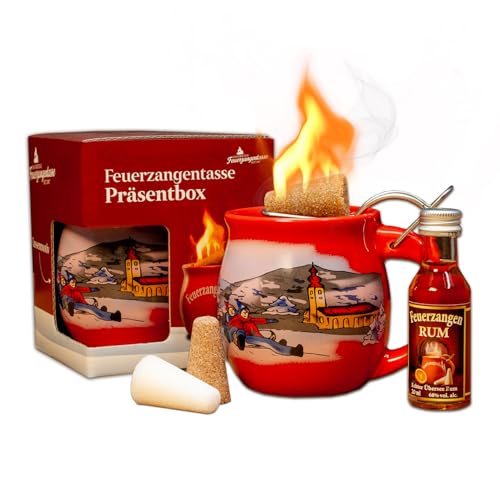 Feuerzangentasse 1er-Set, mit Rum, Rot/Winter - für Feuerzangenbowle von Feuerzangentasse