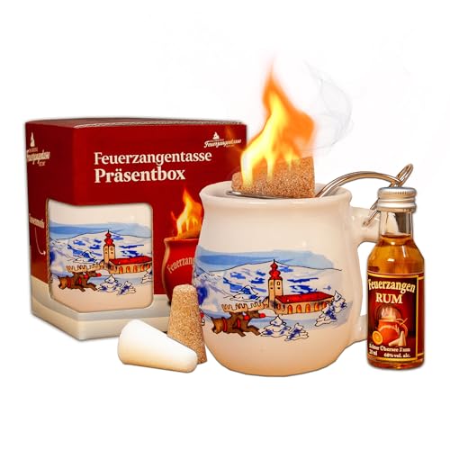 Feuerzangentasse 1er-Set, mit Rum, Weiß/Weihnachten - für Feuerzangenbowle von Feuerzangentasse