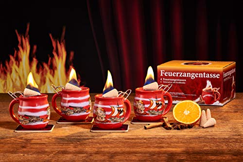 Feuerzangentasse 4er-Set, Rot/Störtebeker - für Feuerzangenbowle von Feuerzangentasse