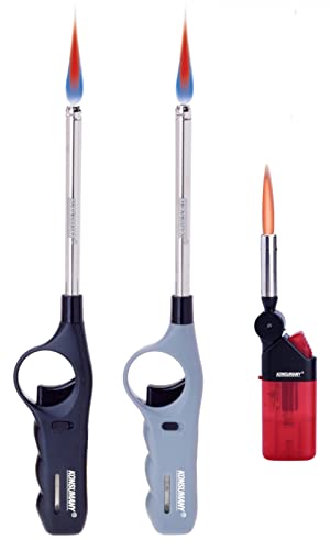 2 STK. Konsumany® Stabfeuerzeug Sturmfeuerzeug Feuerzeug Turbo Power 26,5 cm lang + 1x (Konsumany® Stab- Stumfeuerzeug 12,5 cm Lang), Nachfüllbar von Feuerzeuge