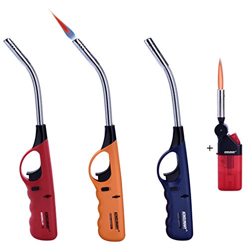 3 STK KONSUMANY Stabfeuerzeug Sturmfeuerzeug Gas Feuerzeug flexibel biegsam 29,5 cm lang nachfüllbar (Zufällige Farbauswahl) +1x (Konsumany® Stab- Stumfeuerzeug 12,5 cm Lang) von Feuerzeuge