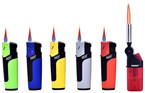 5 Stück Sturmfeuerzeug Gas Feuerzeug + 1x (Konsumany® Stab- Sturmfeuerzeug 12,5 cm Lang) von Feuerzeuge