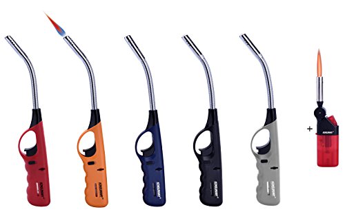 5X Stabfeuerzeug Sturmfeuerzeug Gas Feuerzeug flexibel biegsam 29,5 cm lang nachfüllbar (5 STK (in 5 Farben) +1x (Konsumany® Stab- Stumfeuerzeug 12,5 cm Lang)) von Feuerzeuge