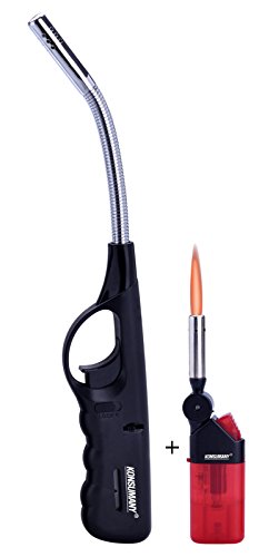 Feuerzeuge 1x Stabfeuerzeug Sturmfeuerzeug Gas flexibel biegsam 29,5 cm lang nachfüllbar (1 STK.(Schwarz)) +1x (Konsumany® Stab- Stumfeuerzeug 12,5 cm Lang) von Feuerzeuge