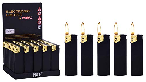 Feuerzeuge Schwarz Elektronikfeuerzeug (50 stück = 1 Display + 1x Konsumany® Stab-Stumfeuerzeug 12,5 cm Lang) von Feuerzeuge