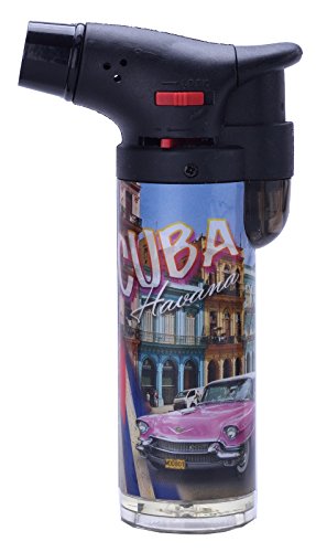 Küchenbrenner Sturmfeuerzeug Gasfeuerzeug Nachfüllbar B/H/T: 6,0x10,7x3,0 cm (1 STK Cuba Havana +1x (Konsumany® Stab- Stumfeuerzeug 12,5 cm Lang)) von Feuerzeuge