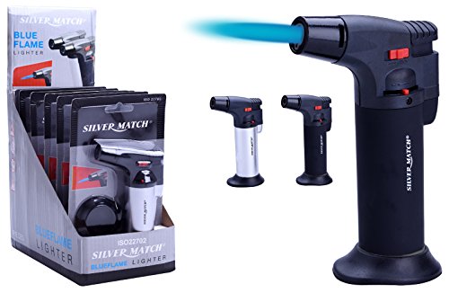 Sturmfeuerzeug Küchenbrenne Gasfeuerzeug B/H/T: 7x12x3 cm Nachfüllbar (1x (Schwarz) +1x (Konsumany® Stab- Stumfeuerzeug 12,5 cm Lang)) von Feuerzeuge