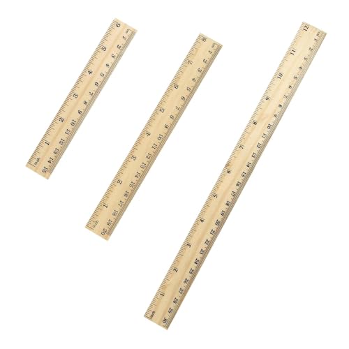 FewNvWa 3 Teiliges Lineal Aus Holz, Messwerkzeug für Schulbedarf, Basteln, Klassenzimmer von FewNvWa