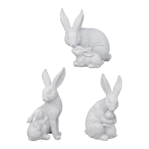 FewNvWa 3Pcs Kaninchen Figuren Garten Dekoration Mutter Und Kind Ornamente Sammeln von FewNvWa