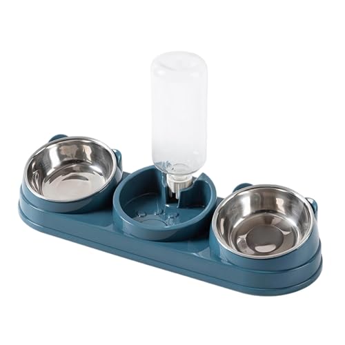 FewNvWa 3er Set Futternapf für Katzen mit Automatischer Tränke Und Erhöhter Positionierung Aus Robustem Material Ideal für Zuhause, Dunkelblau FewNvWa 3er Set Futternapf für Katzen mit Automatischer Tränke Und Erhöhter Positionierung Aus Robustem Material Ideal für Zuhause, Dunkelblau von FewNvWa