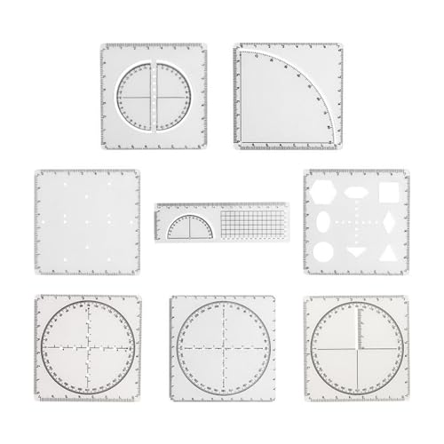 FewNvWa 8 Stück Geometrischer Lineal Multifunktionales Lineale Messschablone Zeichenwerkzeug Mathematik Vorlage PVC Material für Studenten Lehrer Bü FewNvWa 8 Stück Geometrischer Lineal Multifunktionales Lineale Messschablone Zeichenwerkzeug Mathematik Vorlage PVC Material für Studenten Lehrer Bü von FewNvWa