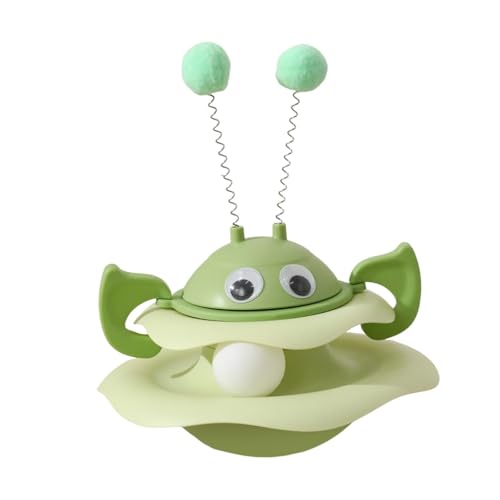 FewNvWa Drehteller Katzenspiel mit Teaser Und Wackelfunktion für Kätzchen, GrÜn von FewNvWa