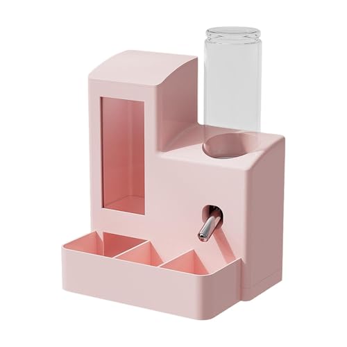 FewNvWa Futterautomat als Multifunktionaler Futterspender mit Futternapf Und Trinkflasche als Käfigzubehör mit Großer Kapazität für Hamster Frettchen Und, Rosa 120ml Flasche von FewNvWa