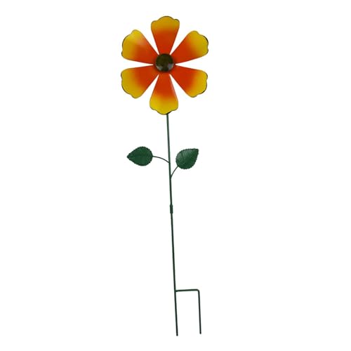 FewNvWa Gartenstecker Windspiel Metallblume Gartendeko Aus Robustem Eisen Gefertigt mit Drehbarer Funktion für Die Dekoration von Garten Terrasse Und Rasen, Orange von FewNvWa
