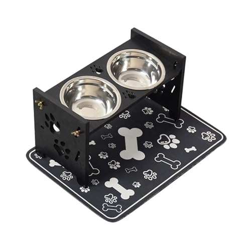 FewNvWa Katzennapf Erhöht mit Abnehmbaren Schalen Und Rutschfester Unterlage Aus Holz Praktisch für Haustiere Futterstation, Schwarz FewNvWa Katzennapf Erhöht mit Abnehmbaren Schalen Und Rutschfester Unterlage Aus Holz Praktisch für Haustiere Futterstation, Schwarz von FewNvWa