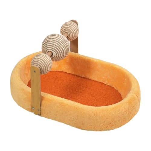 FewNvWa Kratzbrett in Ovaler Form Als Bequemes Katzenbett Und Ruheplatz Aus Samt Und Holz Gefertigt EIN Gemütliches Nest für Kätzchen Und Erwachsene Katzen, Orange FewNvWa Kratzbrett in Ovaler Form Als Bequemes Katzenbett Und Ruheplatz Aus Samt Und Holz Gefertigt EIN Gemütliches Nest für Kätzchen Und Erwachsene Katzen, Orange von FewNvWa