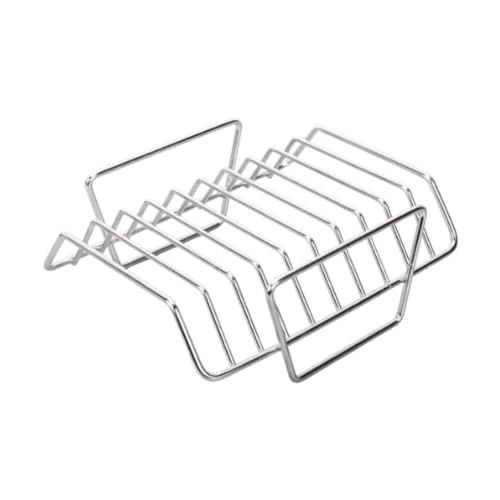 FewNvWa Platzsparender BBQ Rib Rack Stahlhalter für Schinken Und Hühner Im Freien, Silber von FewNvWa