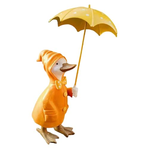 FewNvWa Regenschirm Haltende Ente, Tierskulptur für Innen Und Außenbereich, Style A von FewNvWa