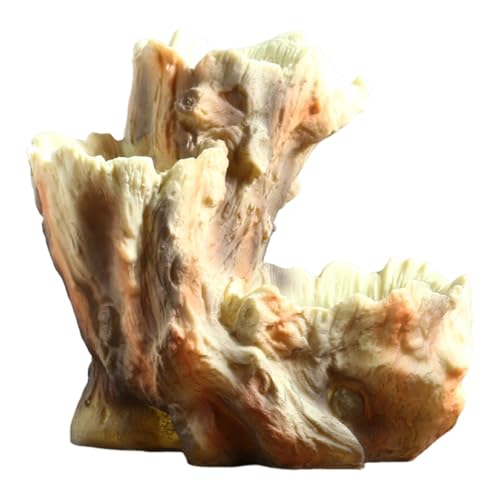 FewNvWa Resin Blumentopf Pflanzgefäß Driftwood Baumstumpf Kunstharz Vase Imitation Holz Irregulär für Büro Schlafzimmer Dekorationszwecke, Beige Rot von FewNvWa