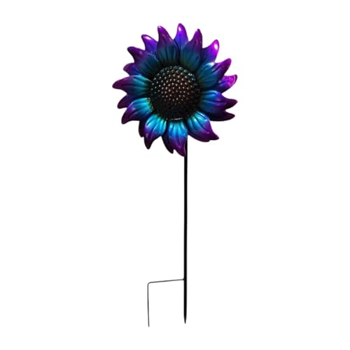 FewNvWa Sonnenblumen Gartenstecker Als Gartenspieß Und Metall Dekoration Hofkunstwerk für Die Außendekoration Aus Wetterbeständigem Material für Blumenkästen, Lila von FewNvWa