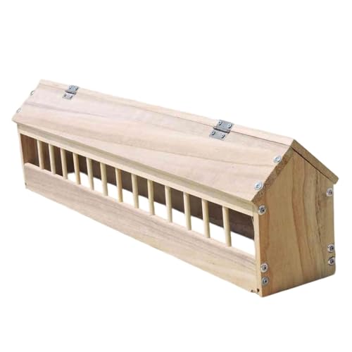 FewNvWa Taubenfutterautomat Futterschale Holz Vogeltrog Geflügelfressnapf Verhindert Vermischung von Futter aus Stabilem Holz für Hof Haus Tierstall, 80cm von FewNvWa