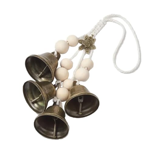 FewNvWa Witch Bell Türknaufglocke Windspiel Hängedekoration Holzkugel Metall Vintage Stil Sanfter Klang Türschutz Handwerkskunst Passend für Wohnzimmer Schlaf, Blume von FewNvWa