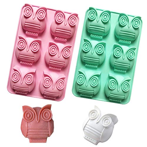 2 Stück 6 Mulden Eule Silikon Seifenformen Cartoon Eule Form Schokolade Süßigkeiten Formen Antihaft LotionRiegel Gelee Eiswürfel Form Lebensmittelqualität Backen Muffin Cupcake Keks Brot Pfanne von Fewo