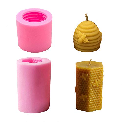 3D-Bienenstock-Silikonform, für selbstgemachte Bienenwachs-Kerzen, Seife, Handlotion, Kreide, Wachs, Schmelzstäbe, Kerzenherstellung, 2 Stück von Fewo