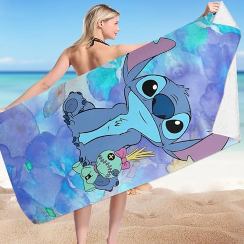 Fexinshern Stitch Strandtuch für Kinder, Schnelltrocknendes Handtuch für Jungen und Mädchen, Weiches und Saugfähiges Badetuch mit niedlichem Design, perfekt für den Strand oder Poolgeeignet 75x150cm von Fexinshern