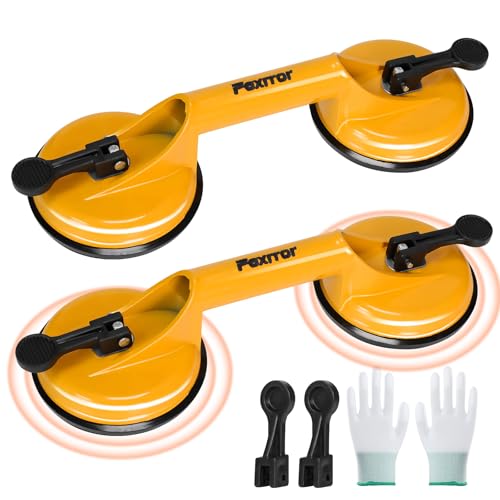 Fexrror Saugheber (2er Set) Aluminium Saugheber Fliesen 150kg Glassauger mit Rutschfestem Griff Für den Transport von Glas, Fliesen, Marmor, Laminat, Möbel von Fexrror
