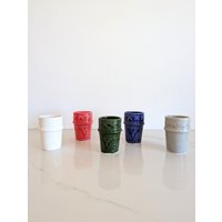 Handcraft Moroccan Ceramic Glasses A Set Of 6 Mugs, Including Coffee Andtea Cups With Matte Glaze in Multiple Colors - Modern Mug No Handle von FezMadeArt