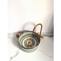 Handcrafted Moroccan Ceramic Sink With Brass Rim | Multiple Colors Available Bathroom Basin Boho Vanity Unique Decor von FezMadeArt
