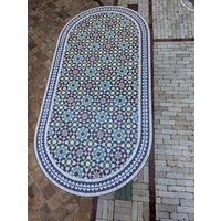 Handcrafted Mosaic Tile Table - Intricate Geometric Moroccan Design in Earthy Tones, Perfect For Outdoor & Indoor Spaces von FezMadeArt