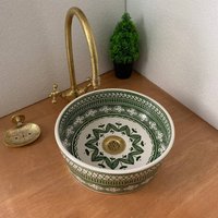 Handcrafted Sink - Traditional Craftsmanship, High-Quality Porcelain Ceramic, Scratch & Stain Resistant, Multiple Colors Easy To Clean von FezMadeArt