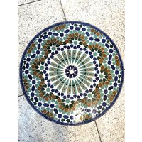 Luxury Round Table, Handcrafted Mosaic Tile Zellige Table Mid Century Modern Moroccan Style, Round Mosaic Table von FezMadeArt
