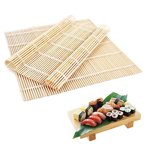 Fezf 2 Stücke Bambus Sushi Rollen,24 * 23cm Sushi Rollmatte im japanischen Stil Sushi Bambus Vorhang Anfänger DIY Bambus Rollmatte für Küchen japanische Restaurants Sushi-Liebhaber von Fezf