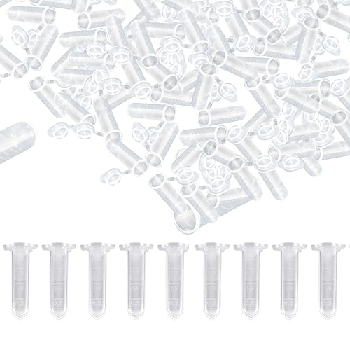 Fezf 500 STK 2 ML Zentrifugen Röhrchen, Mikro Zentrifugenröhrchen, Kunststoff Reaktionsgefäße, Probenfläschchen mit Deckel, Test Globuli Röhrchen Klar Konisch für Labore Globuli Röhrchen Leer von Fezf
