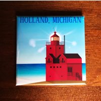 Holland Magnet/Leuchtturm Großes Rot Micheal Seeufer Pier Mi Beach von FezziwigsTradingCo