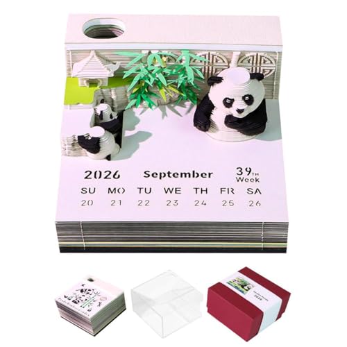 3D-Kalender 2026, zum Abreißen, Schreibtischkalender 2026, 3D-Panda-Kalender, Papierschnitzerei, Kunst, Notizblock, Geschenk für Weihnachten, Einweihung, Schreibtisch-Dekoration 3D-Kalender 2026, zum Abreißen, Schreibtischkalender 2026, 3D-Panda-Kalender, Papierschnitzerei, Kunst, Notizblock, Geschenk für Weihnachten, Einweihung, Schreibtisch-Dekoration von Fgbetcv