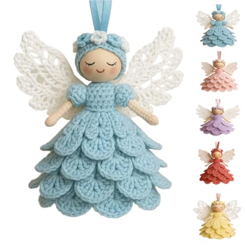 Fgbetcv Häkelset mit Engel-Ornament, Häkel-Bastelset mit Garn für Anfänger, Weihnachtsbaum-Dekoration, Geschenk für Weihnachten, Zuhause, Urlaubsdekoration von Fgbetcv