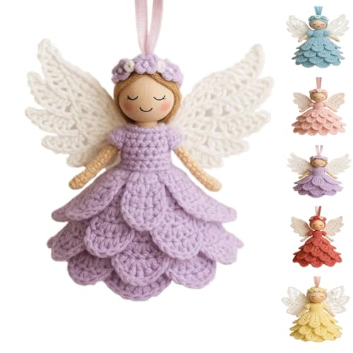 Fgbetcv Häkelset mit Engel-Ornament, Häkel-Bastelset mit Garn für Anfänger, Weihnachtsbaum-Dekoration, Geschenk für Weihnachten, Zuhause, Urlaubsdekoration von Fgbetcv