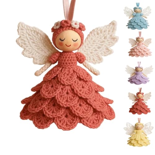 Fgbetcv Häkelset mit Engel-Ornament, Häkel-Bastelset mit Garn für Anfänger, Weihnachtsbaum-Dekoration, Geschenk für Weihnachten, Zuhause, Urlaubsdekoration von Fgbetcv