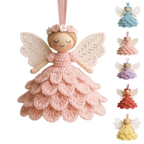 Fgbetcv Häkelset mit Engel-Ornament, Häkel-Bastelset mit Garn für Anfänger, Weihnachtsbaum-Dekoration, Geschenk für Weihnachten, Zuhause, Urlaubsdekoration von Fgbetcv