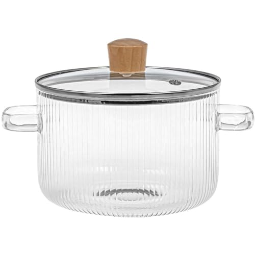 Glas-Kochtopf, hitzebeständiges, klares Töpfe und Pfannenset, Glas-Kochgeschirr mit Deckel, handgefertigtes Glas-Kochgeschirr-Set, Herdplatte für Nudeln, Suppe, Milch, Tee von Fgbetcv