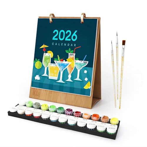 Malen-nach-Zahlen-Kalender 2026, handgemaltes Ölgemälde, Schreibtischkalender, Terminplan-Organisationszubehör für Zuhause, Klassenzimmer, Dating Schlafsaal, Erinnerungen, Wohnung von Fgbetcv