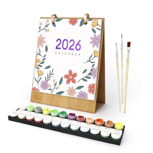 Malen-nach-Zahlen-Kalender 2026, handgemaltes Ölgemälde, Schreibtischkalender, Terminplan-Organisationszubehör für Zuhause, Klassenzimmer, Dating Schlafsaal, Erinnerungen, Wohnung von Fgbetcv